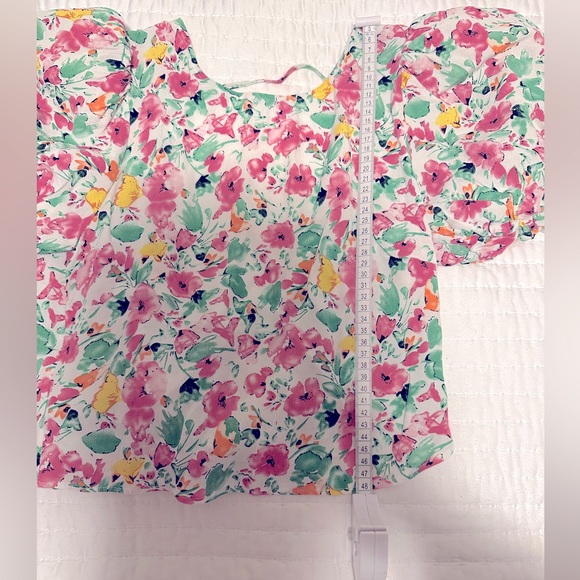 Astr the label FLORAL BUBBLE SLEEVE TIE BACK TOP,Size S - Picture 4 of 6